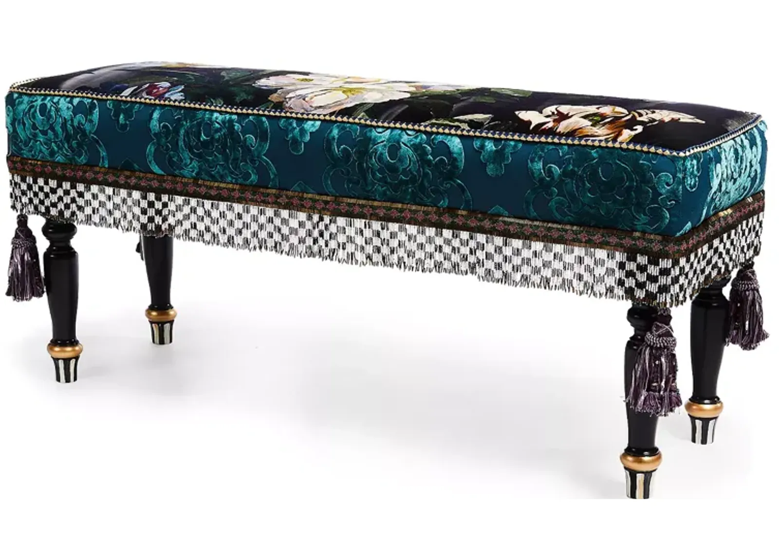 Mackenzie-Childs Moonlight Garden Floral Scuttlebutt Bench