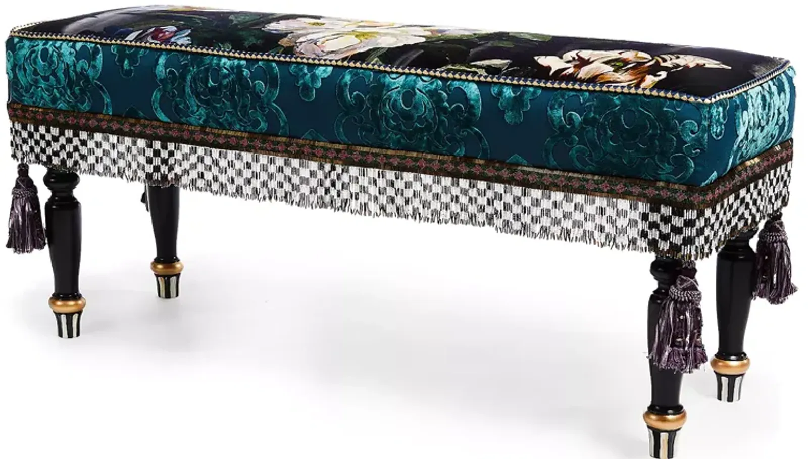 Mackenzie-Childs Moonlight Garden Floral Scuttlebutt Bench