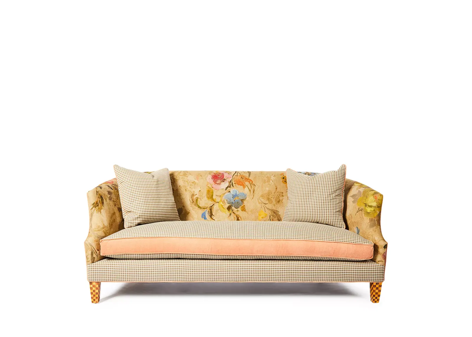 Mackenzie-Childs Field Study Floral and Gingham Sofa