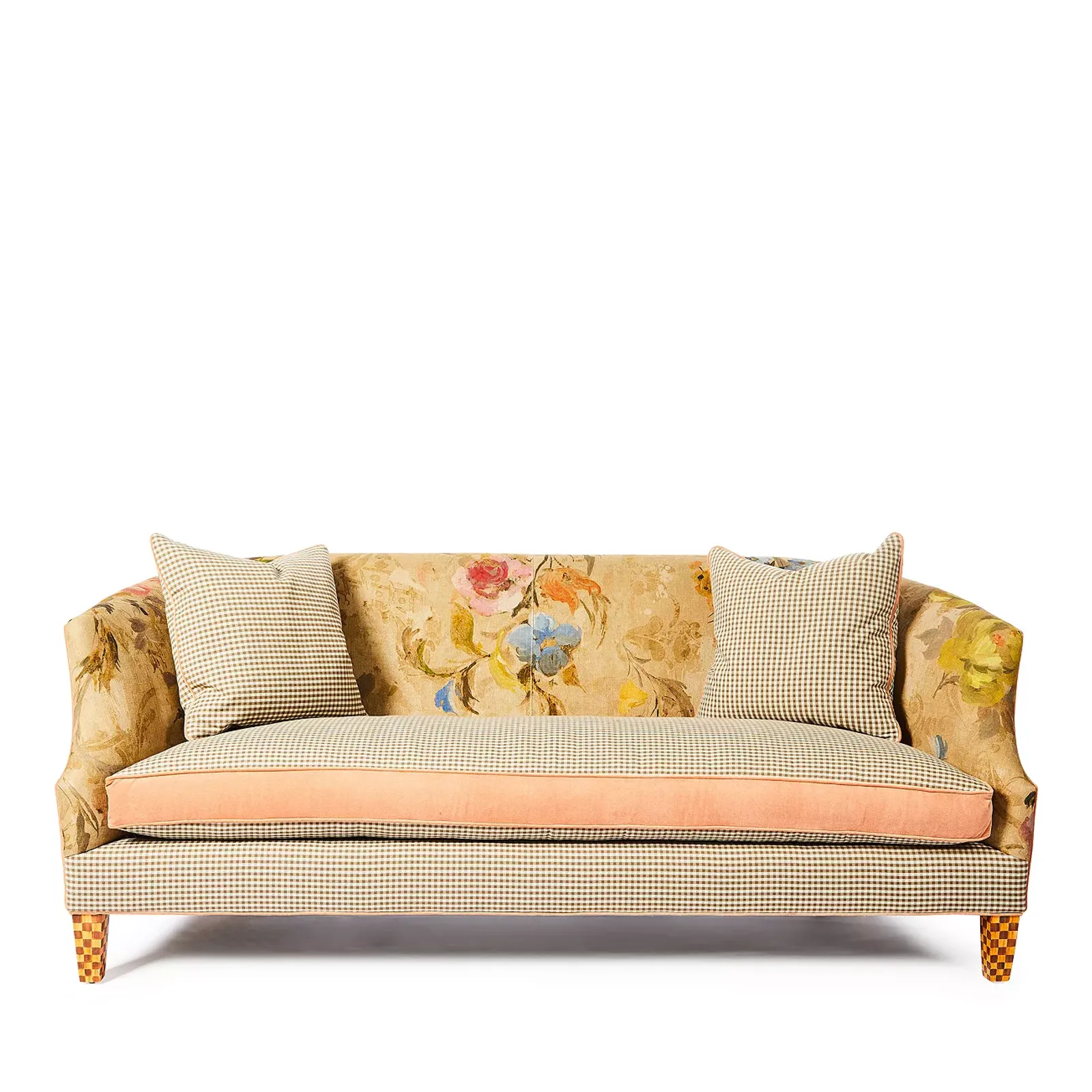 Mackenzie-Childs Field Study Floral and Gingham Sofa