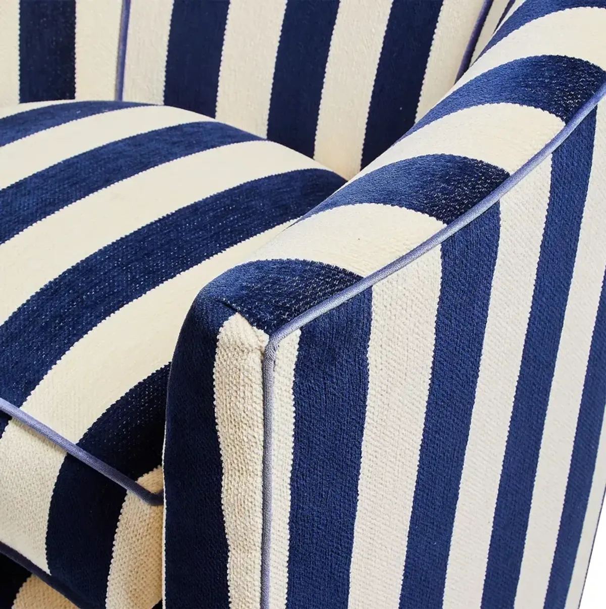 Mackenzie-Childs Marquee Stripe Chenille Swivel Chair