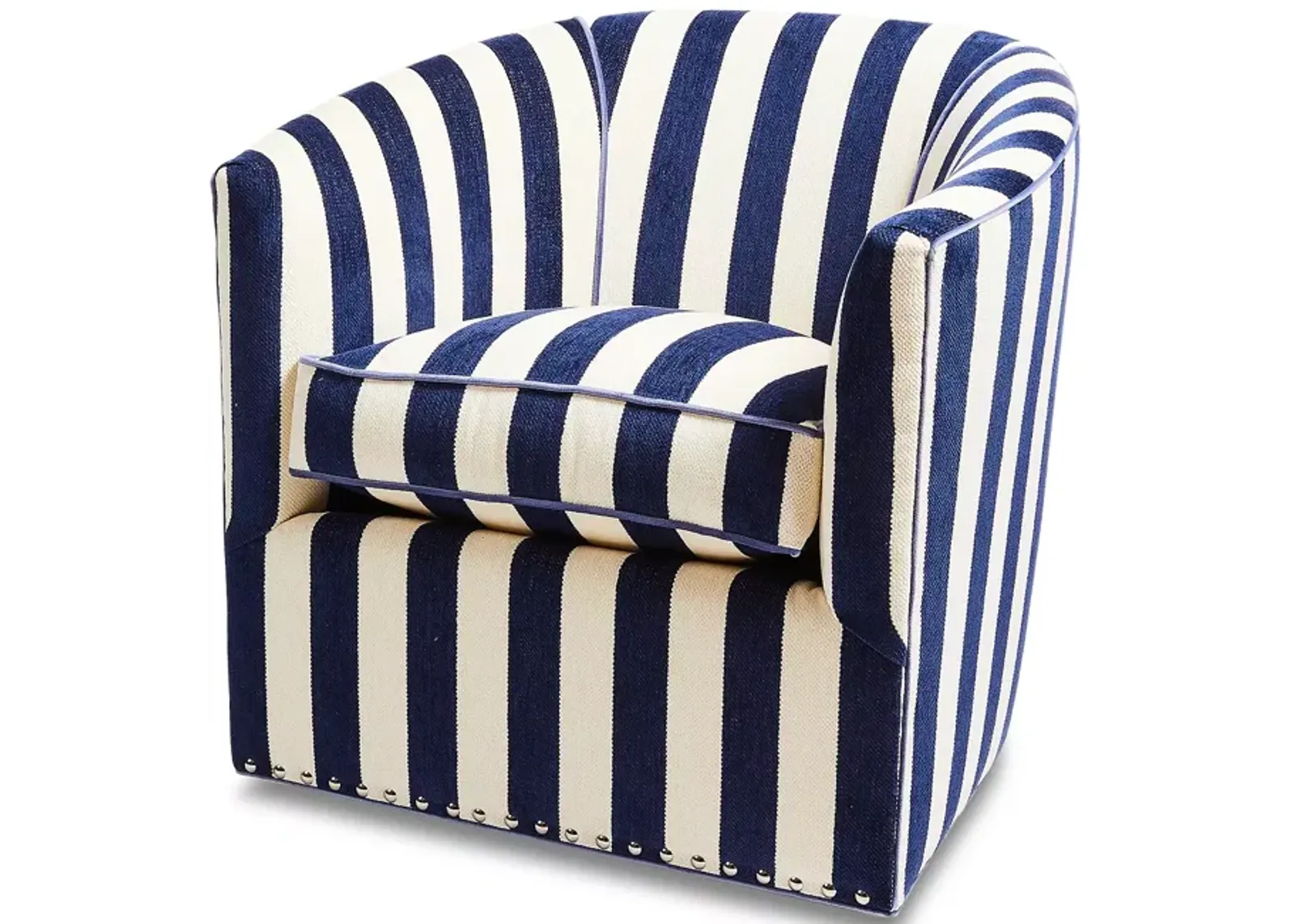 Mackenzie-Childs Marquee Stripe Chenille Swivel Chair