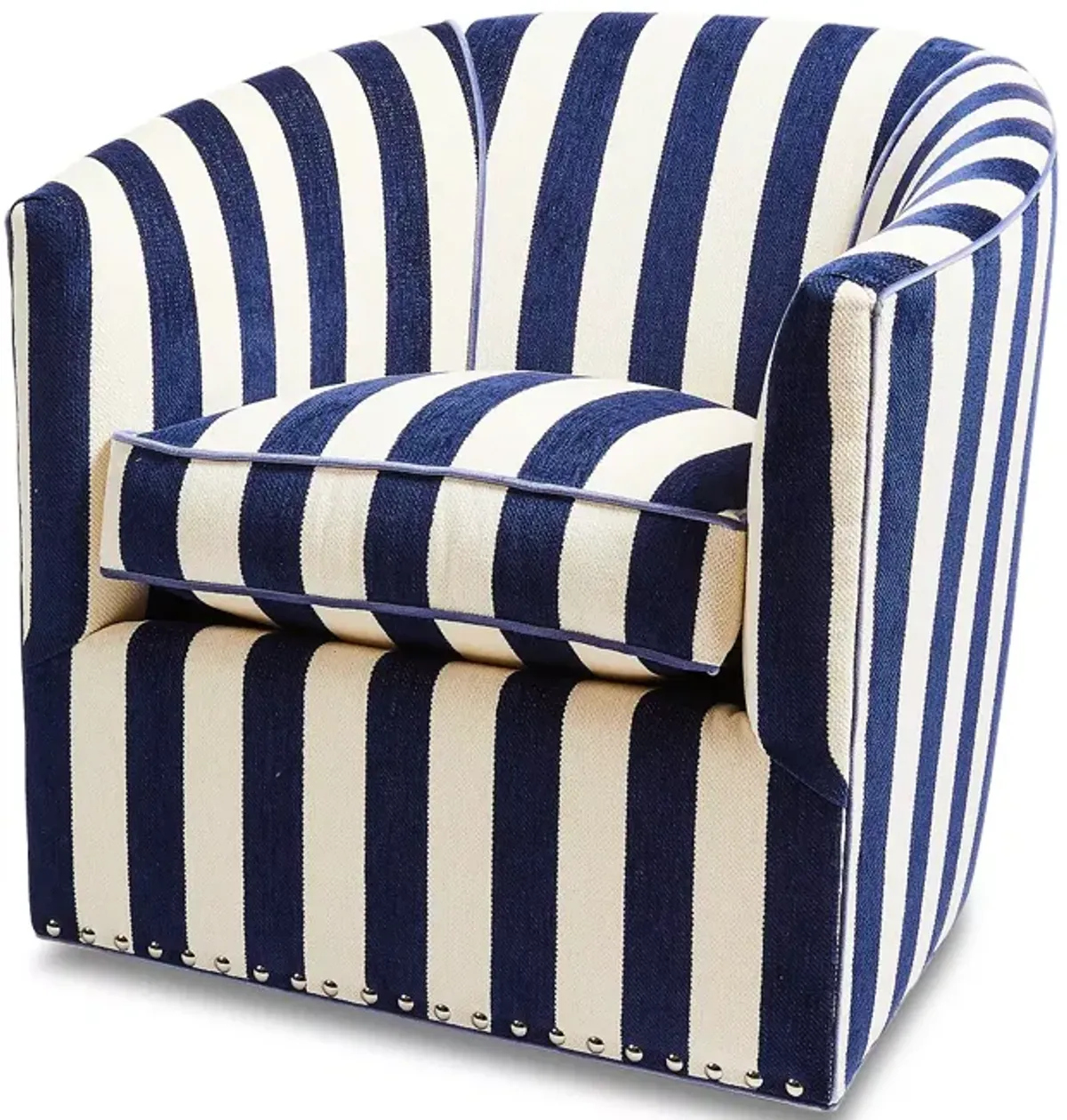 Mackenzie-Childs Marquee Stripe Chenille Swivel Chair