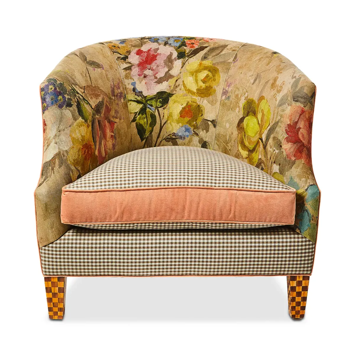 Mackenzie-Childs Field Study Floral & Gingham Accent Chair