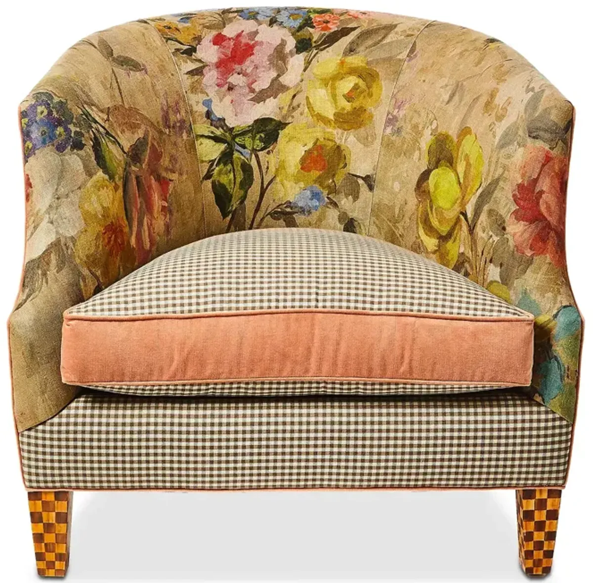 Mackenzie-Childs Field Study Floral & Gingham Accent Chair