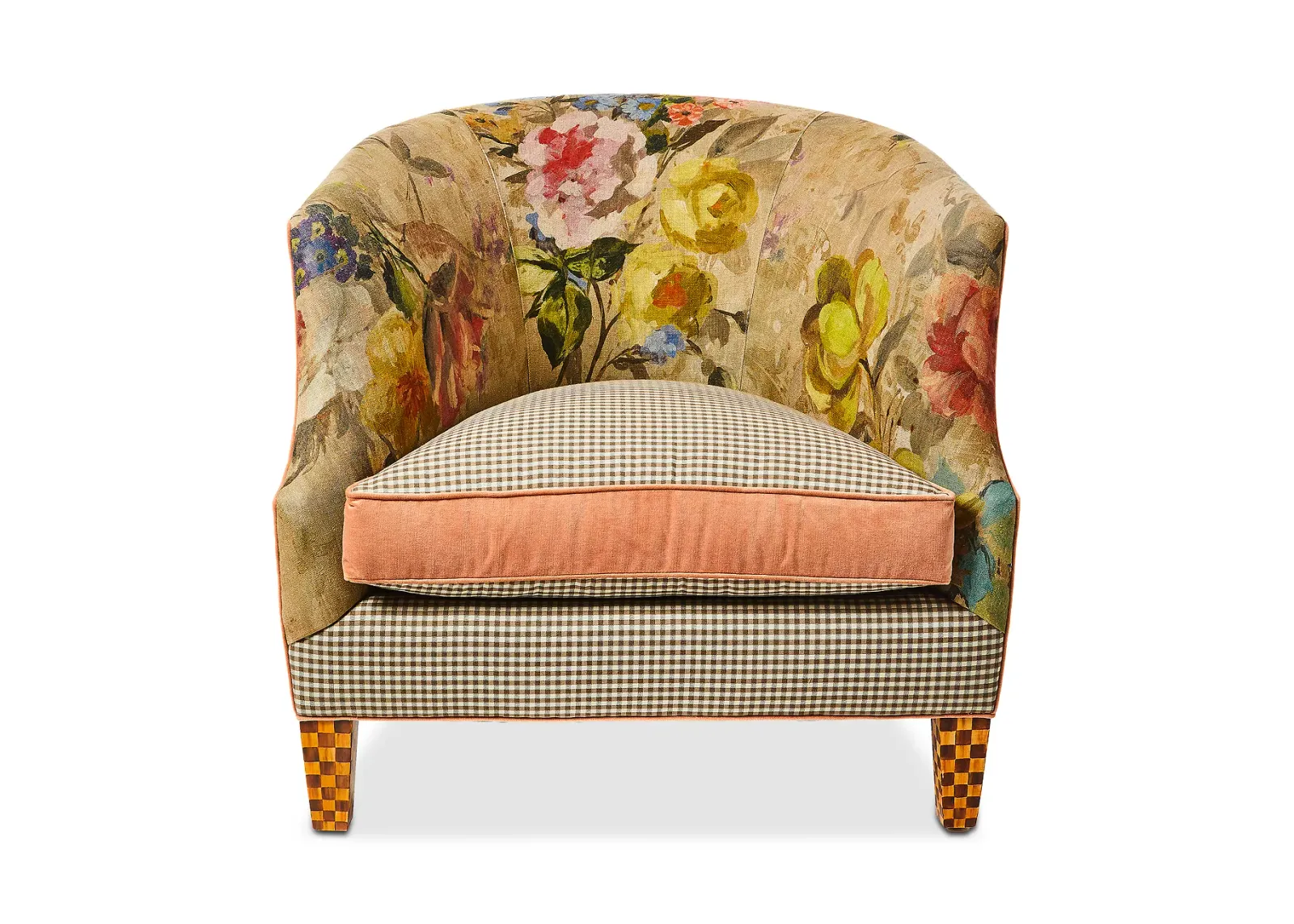 Mackenzie-Childs Field Study Floral & Gingham Accent Chair