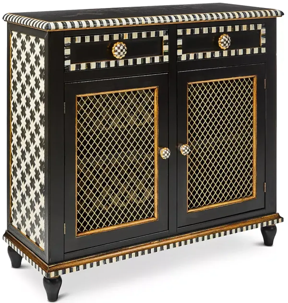 Mackenzie-Childs Courtly Criss-Cross Small Cabinet