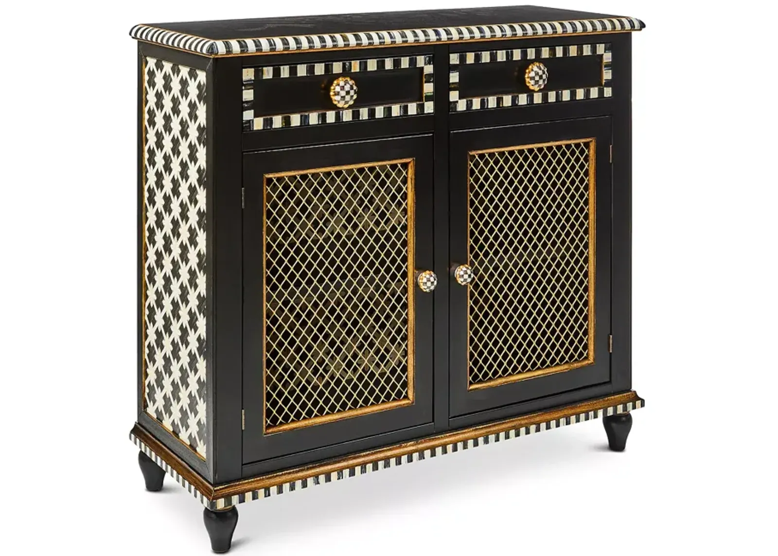 Mackenzie-Childs Courtly Criss-Cross Small Cabinet