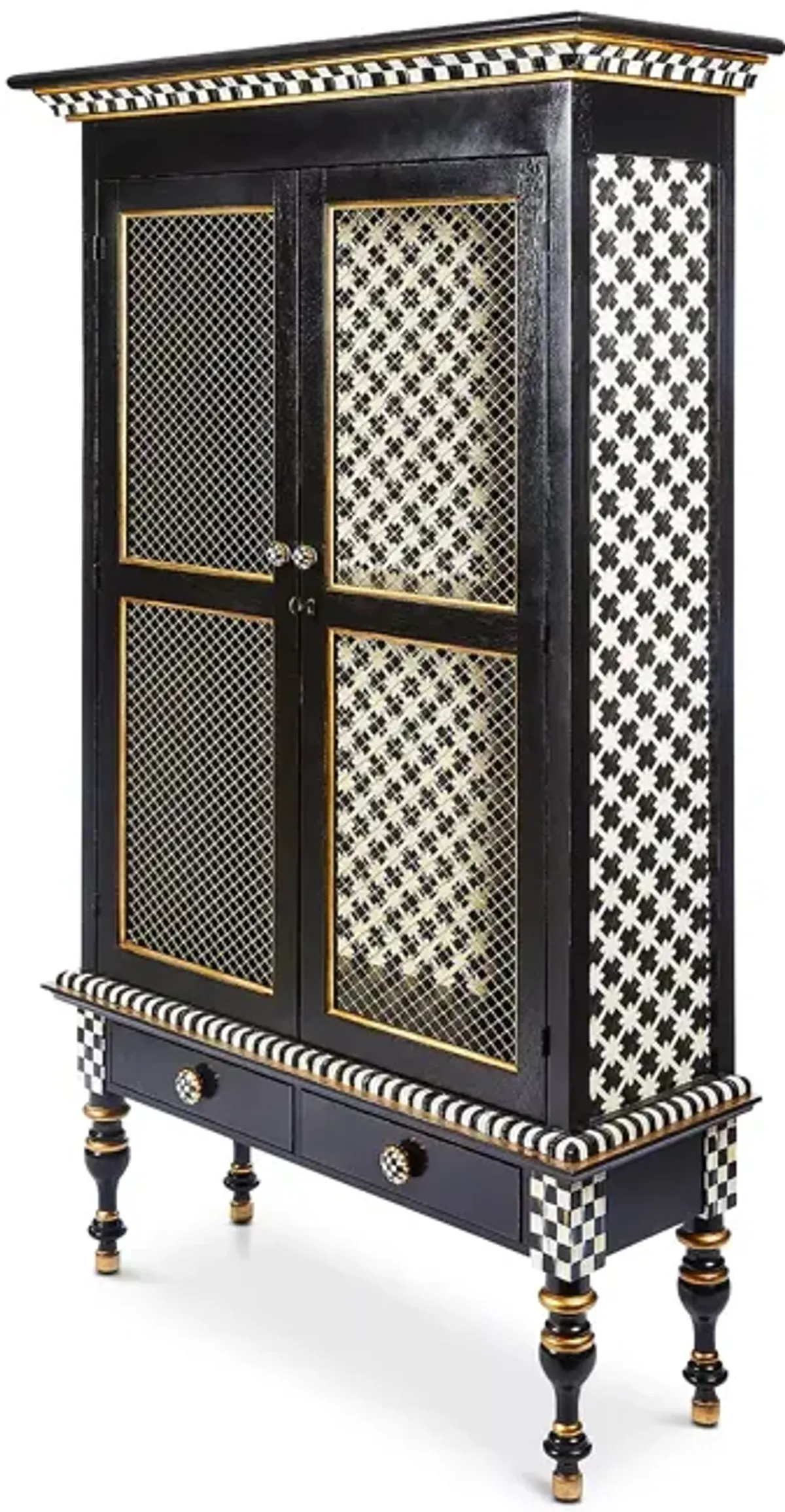 Mackenzie-Childs Courtly Criss-Cross Cabinet