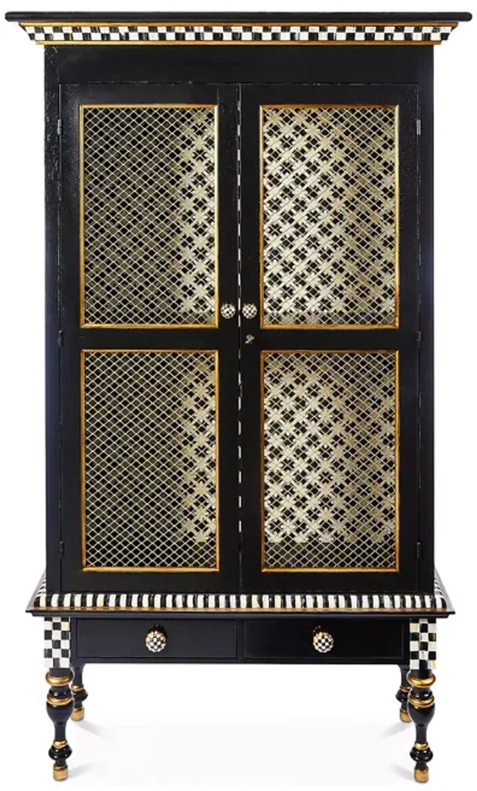 Mackenzie-Childs Courtly Criss-Cross Cabinet