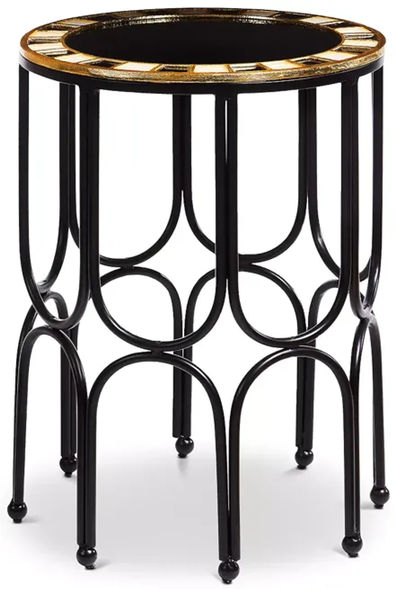 Mackenzie-Childs Black Tie Round Accent Table