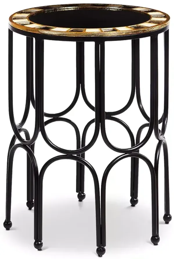 Mackenzie-Childs Black Tie Round Accent Table
