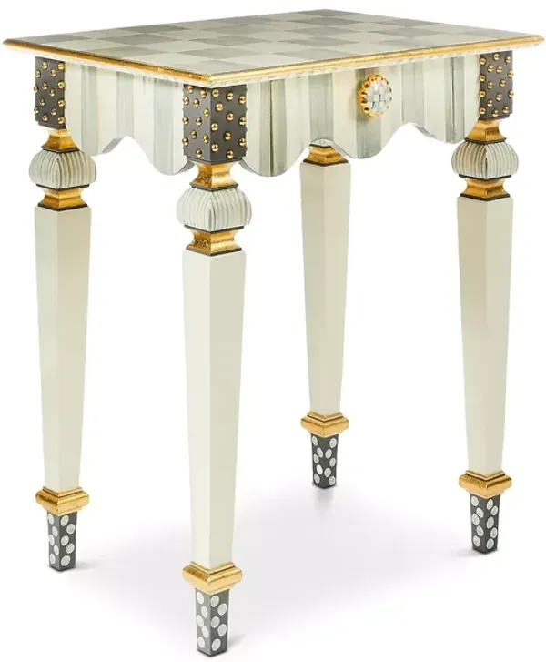 Mackenzie-Childs Sterling Check & Stripe Side Table