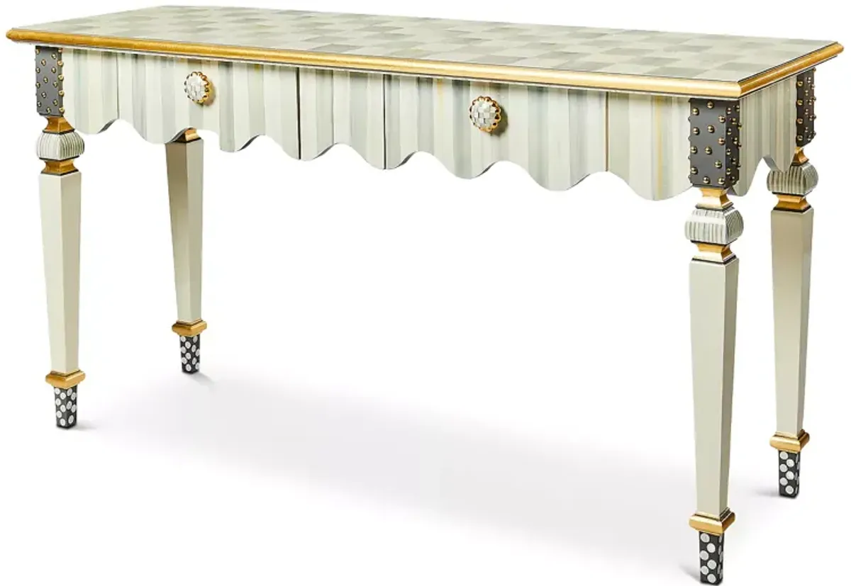 Mackenzie-Childs Sterling Check & Stripe Console Table