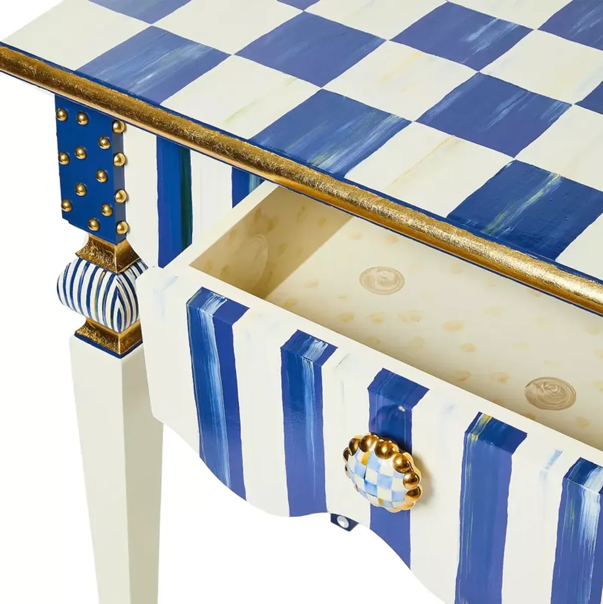 Mackenzie-Childs Royal Check & Stripe Console Table