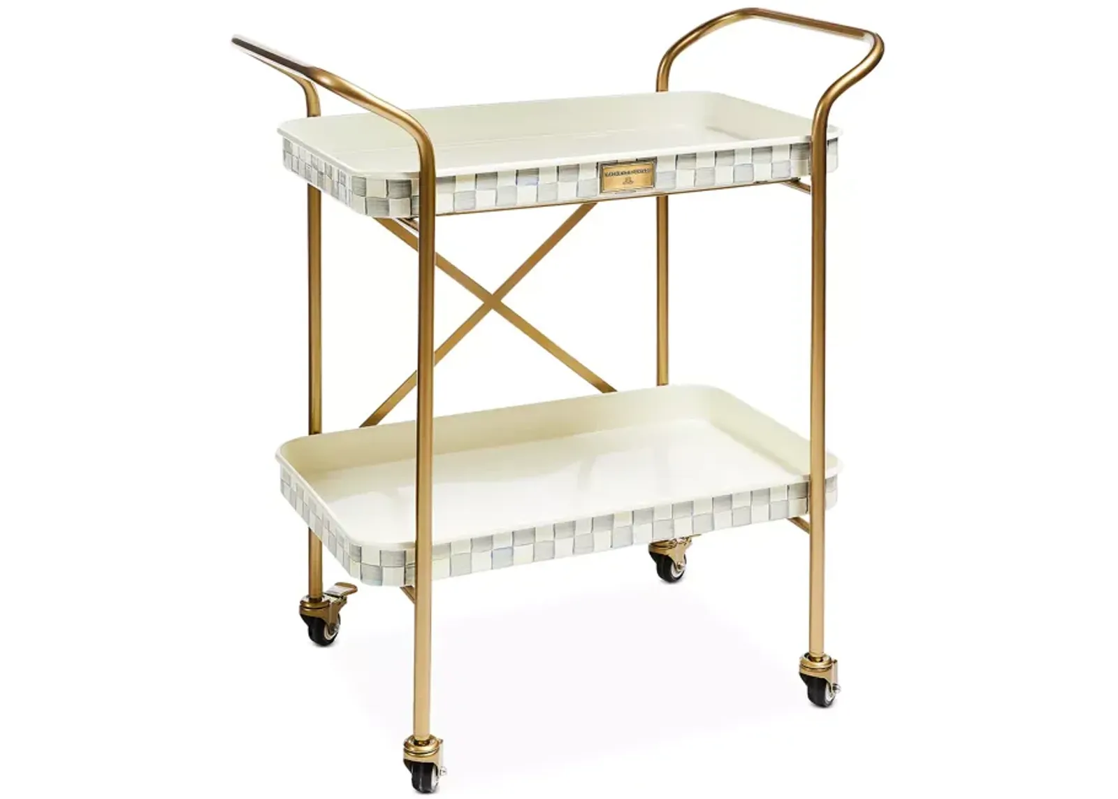 Mackenzie-Childs Sterling Check Two Tier Kitchen Cart