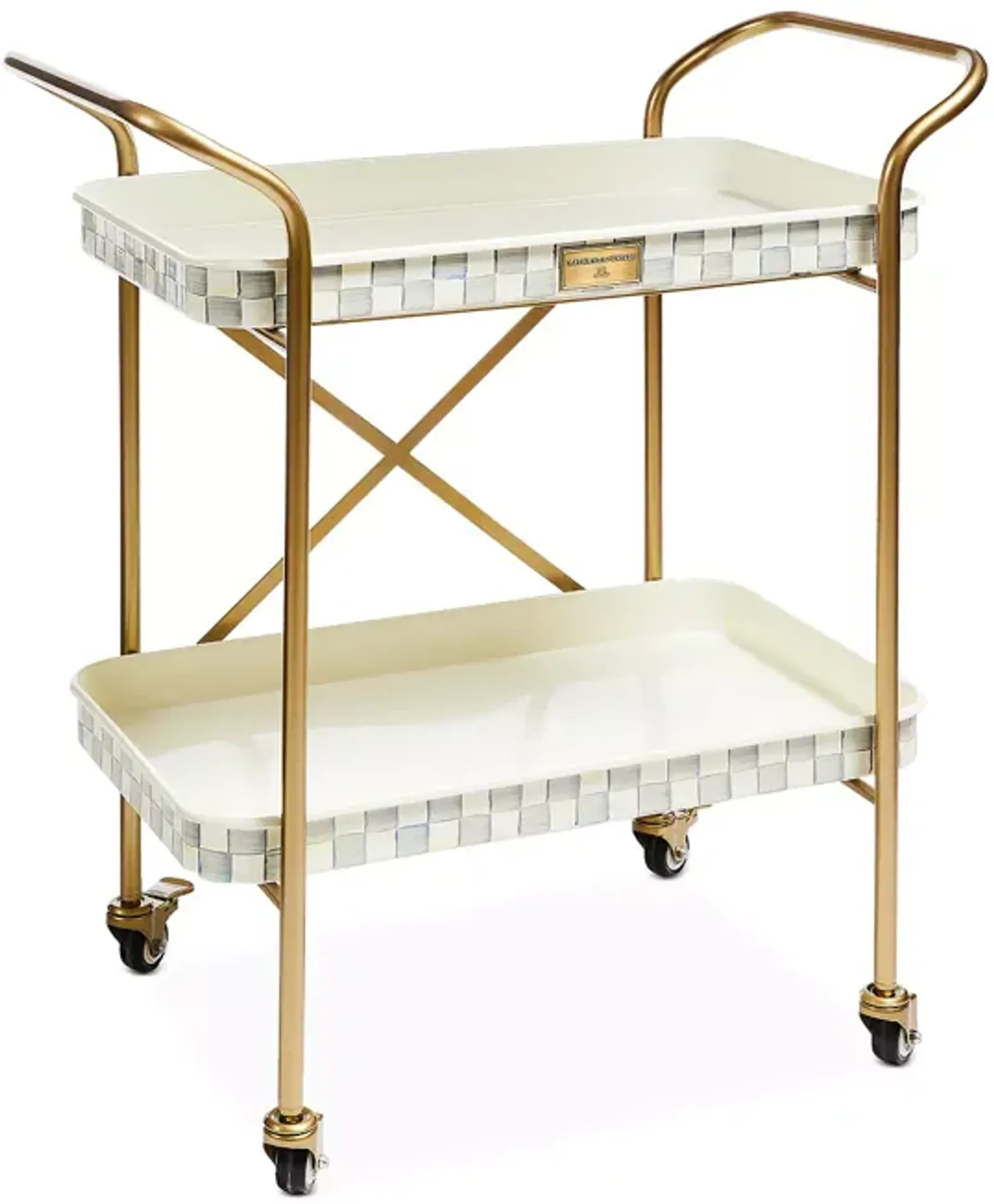 Mackenzie-Childs Sterling Check Two Tier Kitchen Cart