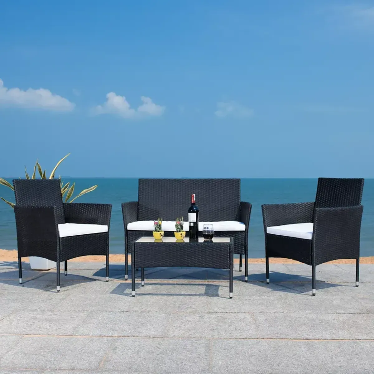 SAFAVIEH Abdul 4-Piece Outdoor Living Set