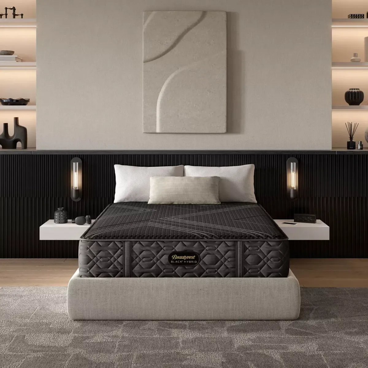 Beautyrest Black Hybrid Series One Plush Split King Mattress Set