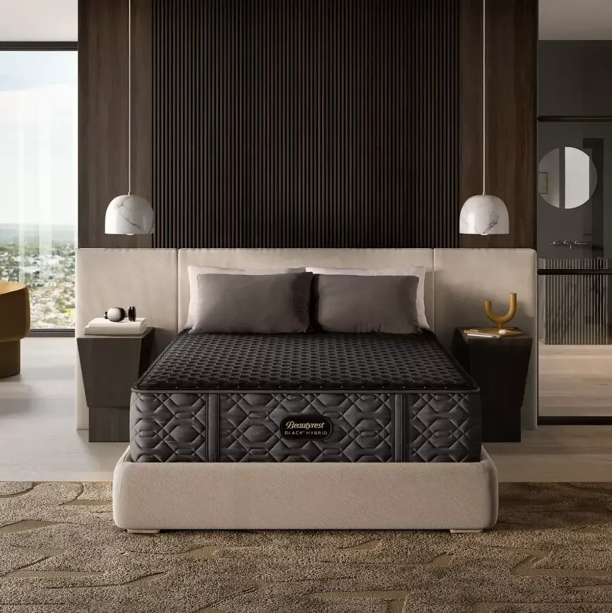 Beautyrest Black Hybrid Series Three Firm Split California King Mattress Set, Low Profile