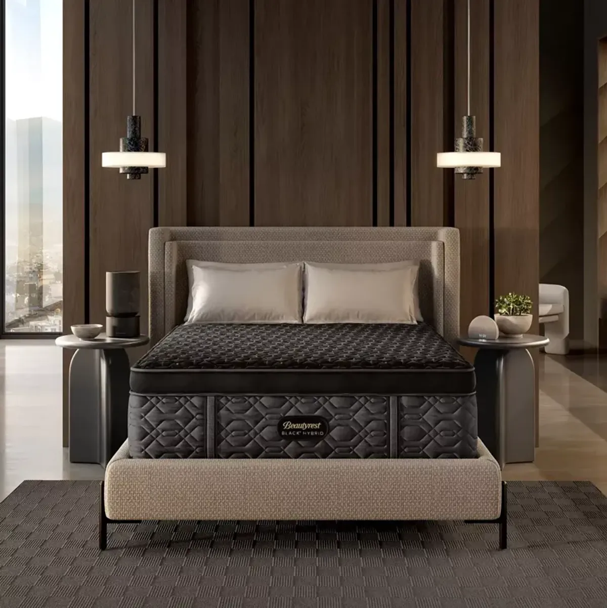 Beautyrest Black Hybrid Series Four Firm Apex Top Split King Mattress Set, Low Profile