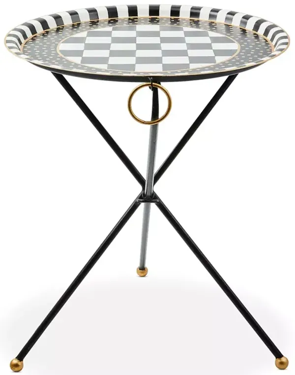 Mackenzie-Childs Tilt Top Black Tripod Table