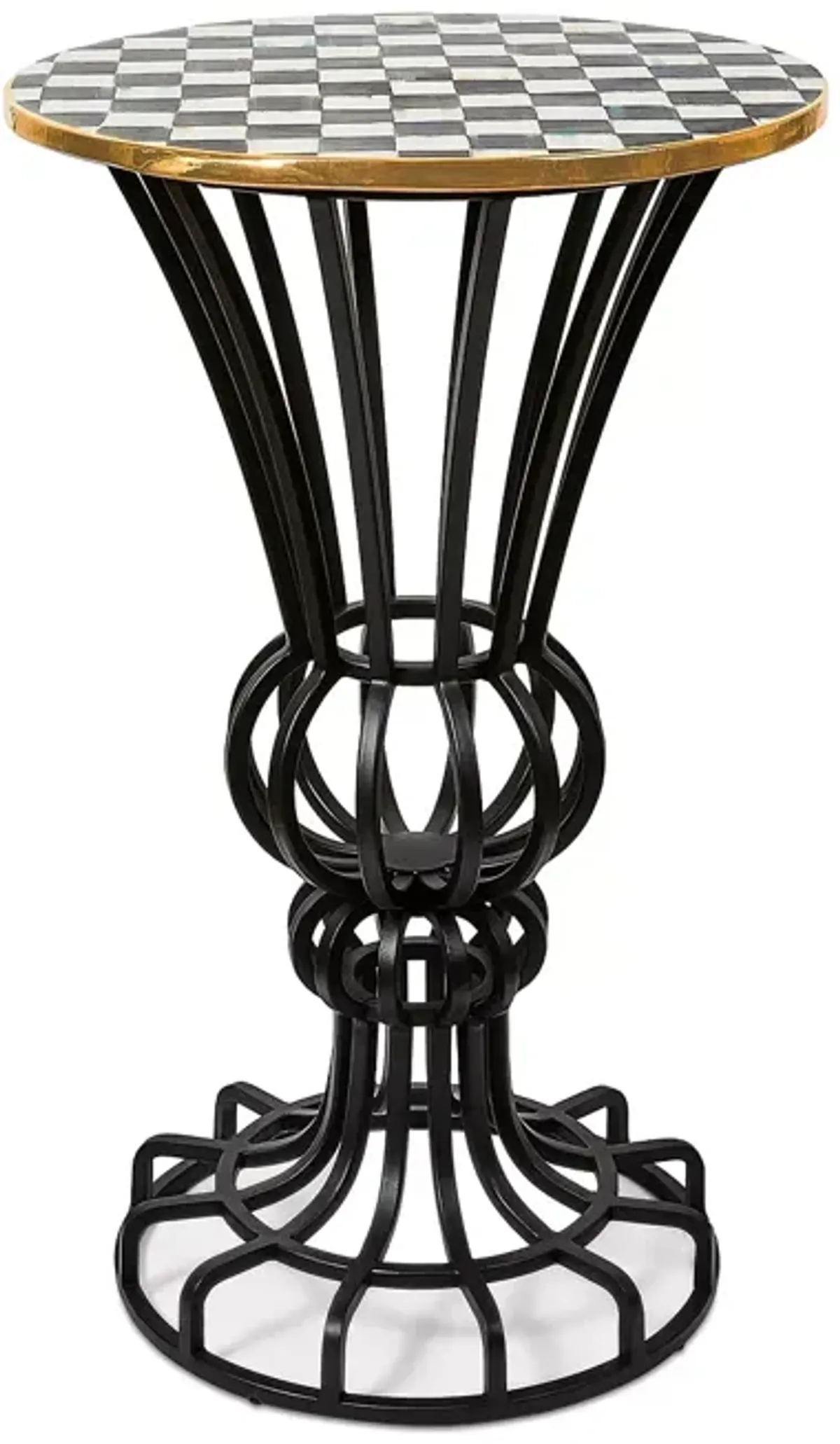 Mackenzie-Childs Courtly Check Pedestal Accent Table