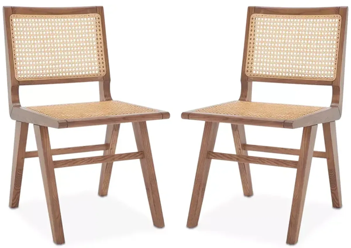 Safavieh Hattie French Cane Dining Chairs, Set of 2, Walnut/Natural