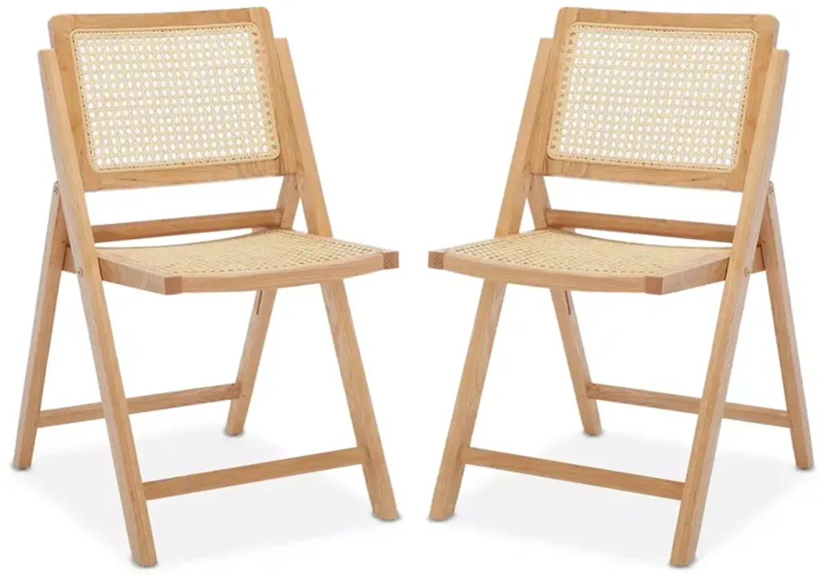 Safavieh Desiree Cane Folding Dining Chairs, Set of 2, Natural