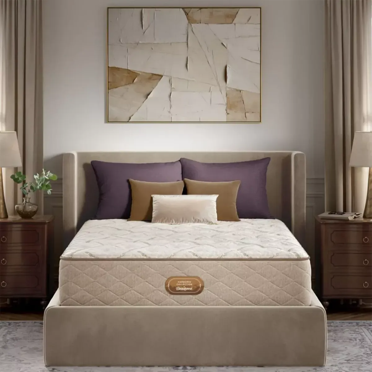 Beautyrest Harmonia Tanquilo Medium Firm Split California King Mattress Set, Low Profile