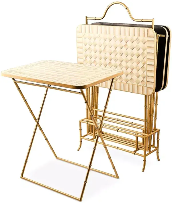 MacKenzie-Childs Mocha Check Cocktail Trays, Set of 4