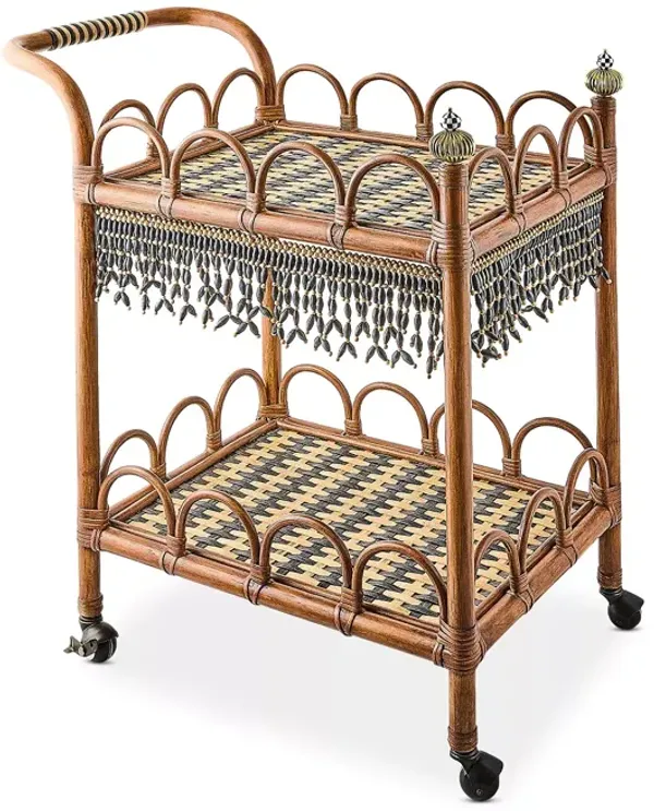 MacKenzie-Childs Wild Indoors Rattan Bar Cart