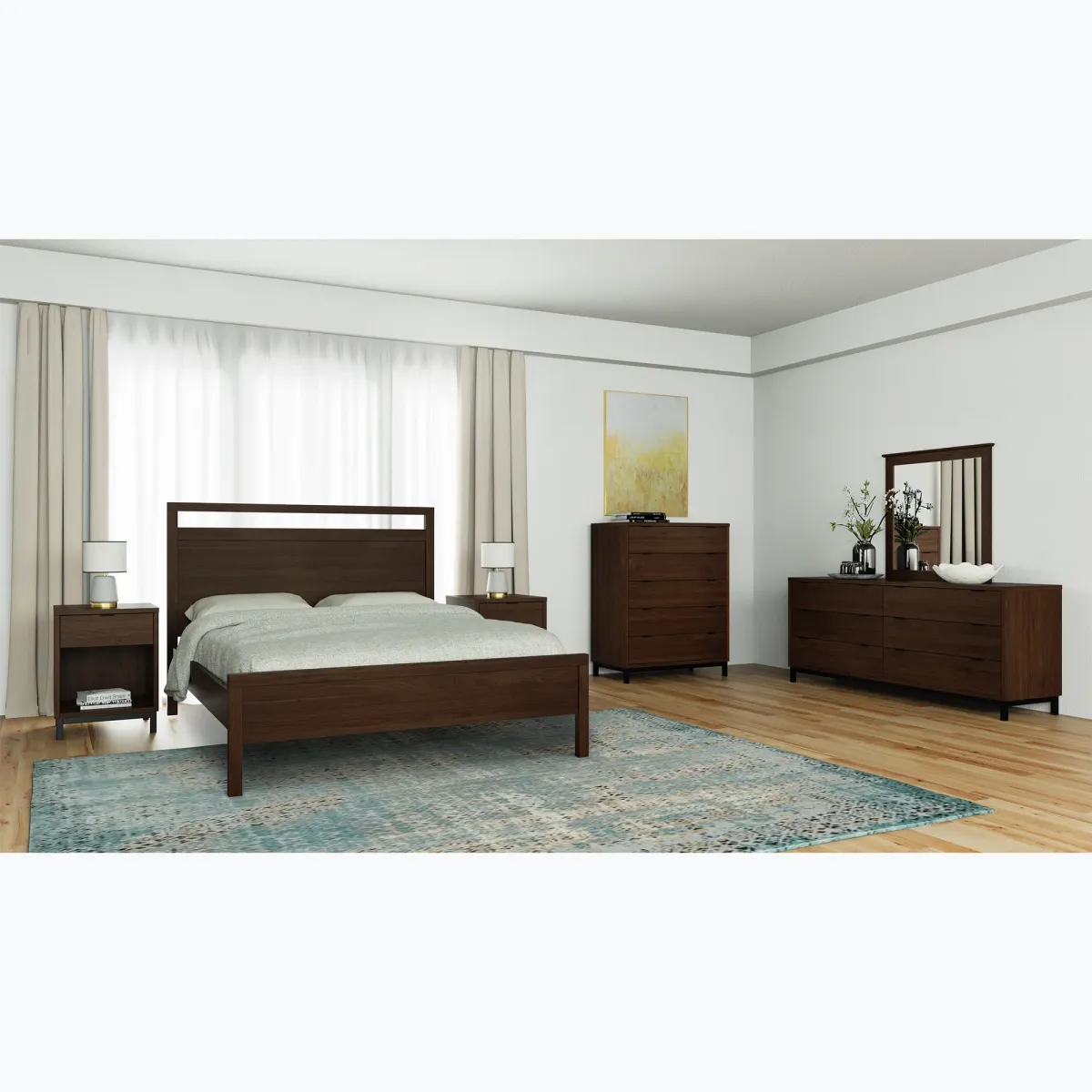 Solace Wild Walnut/Black Platform Bed