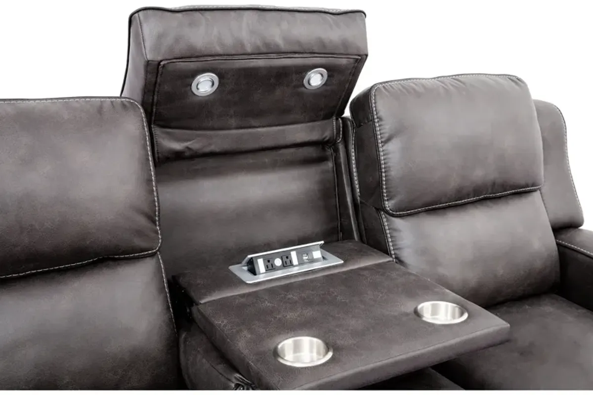 Beacon Power Headrest Reclining Sofa with Drop Down Table