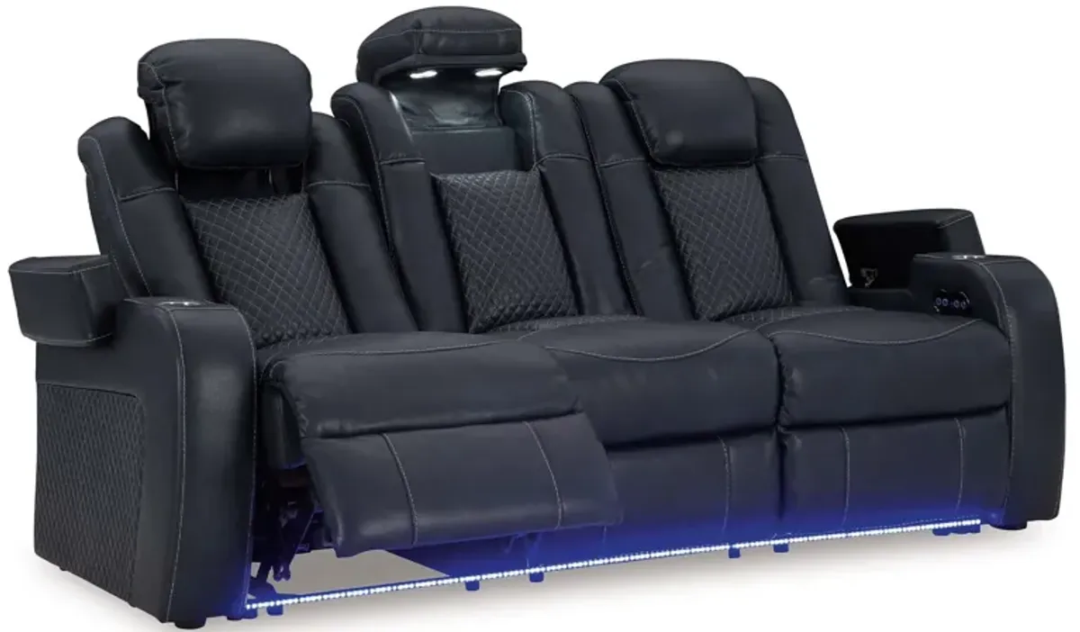 Fyne-Dyme Blue Power Headrest Reclining Sofa