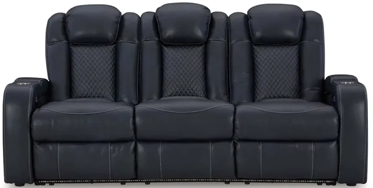 Fyne-Dyme Blue Power Headrest Reclining Sofa