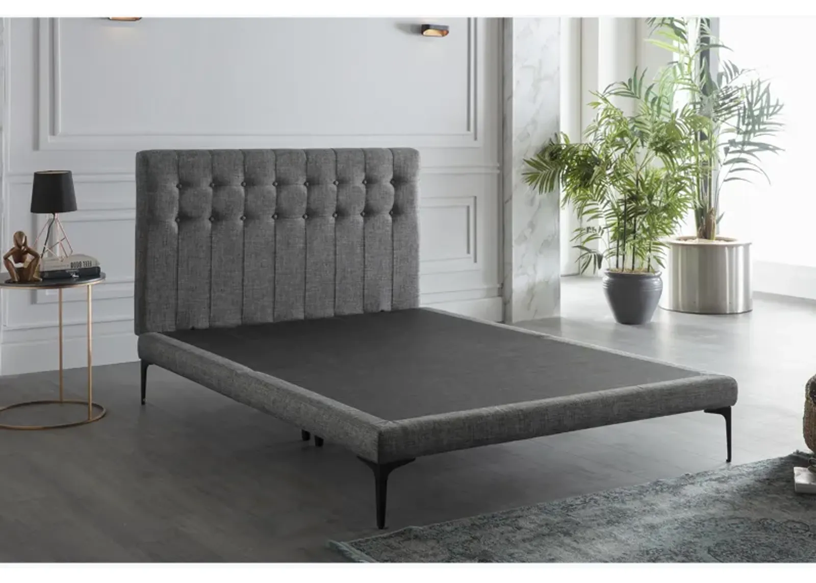 Stratton Dark Gray Upholstered Bed