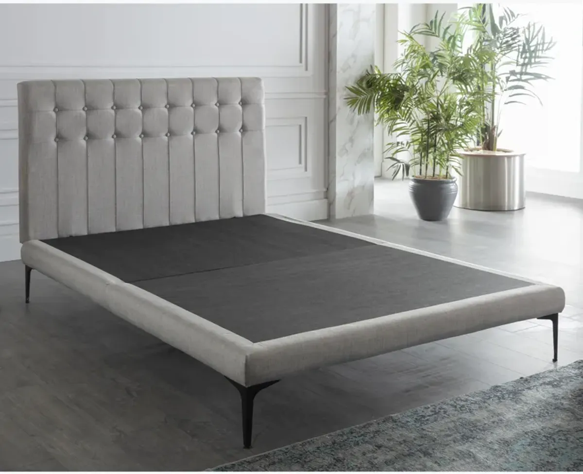 Stratton Light Gray Upholstered Bed