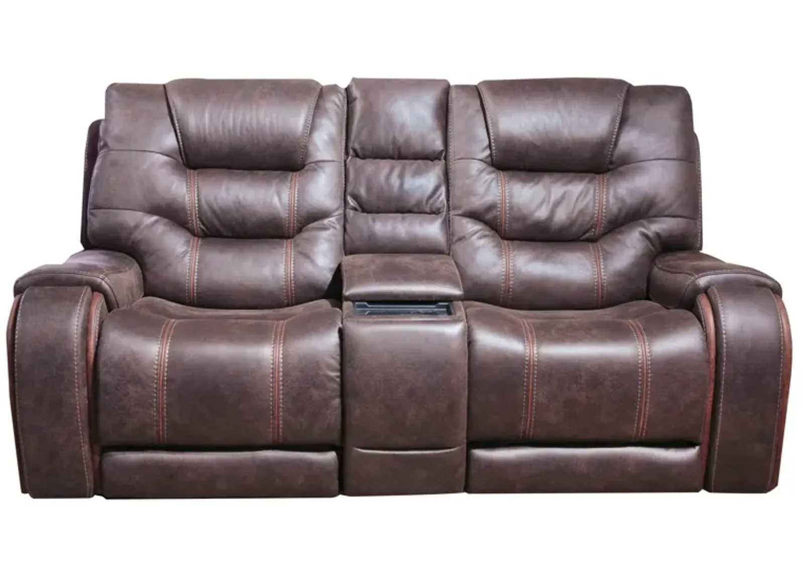 Canyon Walnut Power Headrest Reclining Console Loveseat