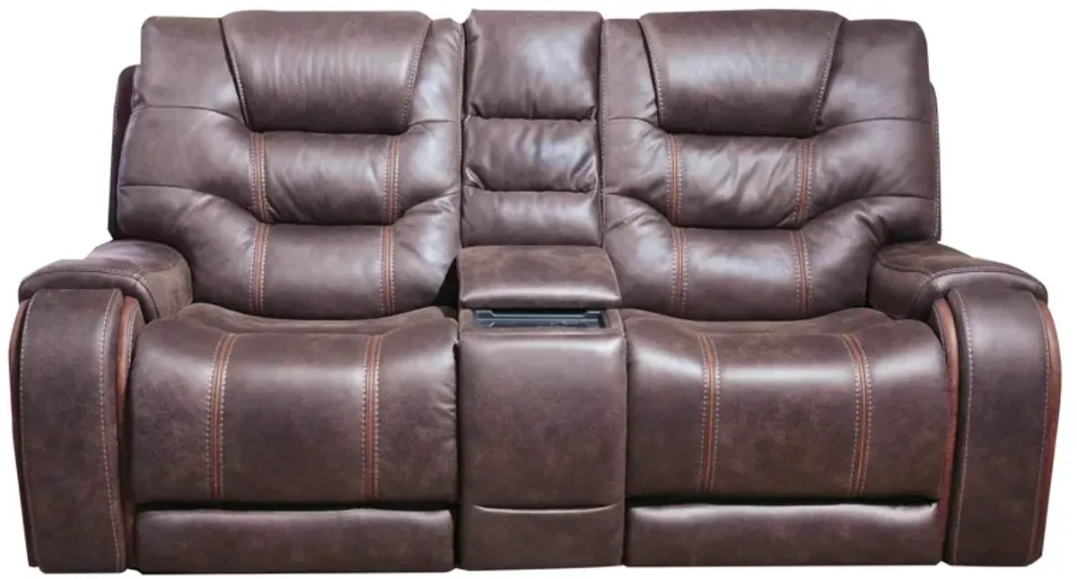 Canyon Walnut Power Headrest Reclining Console Loveseat