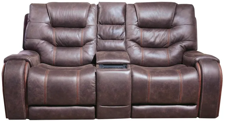 Canyon Walnut Power Headrest Reclining Console Loveseat