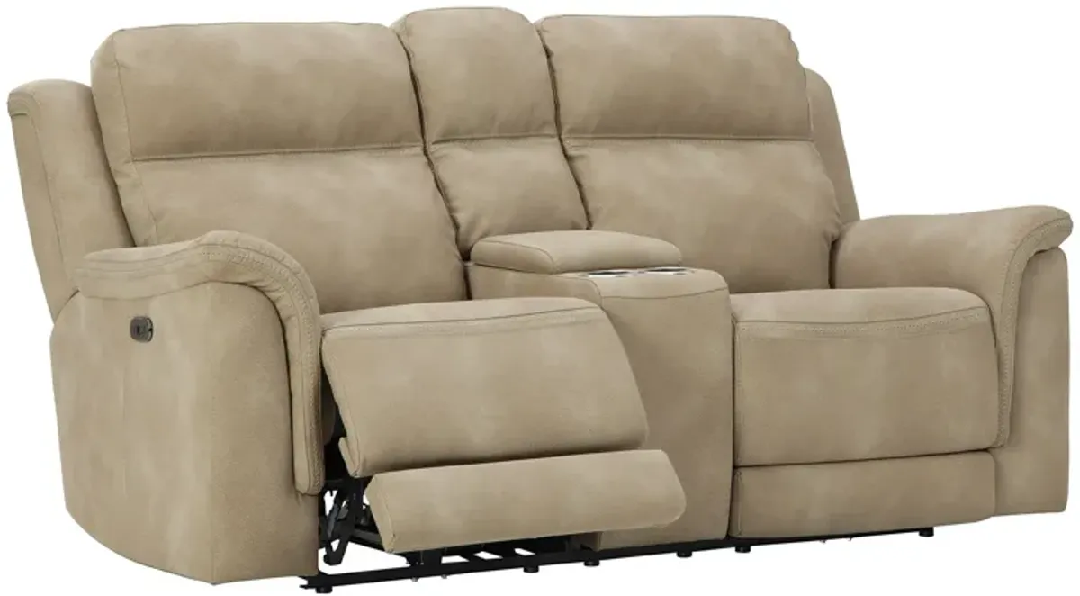 Zero Gravity Durapella Sand Power Headrest Console Reclining Loveseat