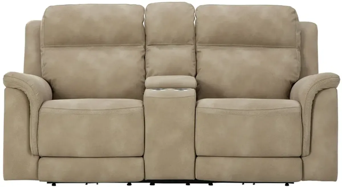 Zero Gravity Durapella Sand Power Headrest Console Reclining Loveseat