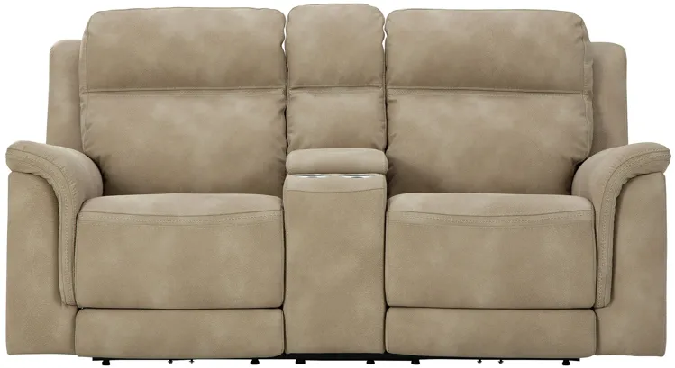 Zero Gravity Durapella Sand Power Headrest Console Reclining Loveseat