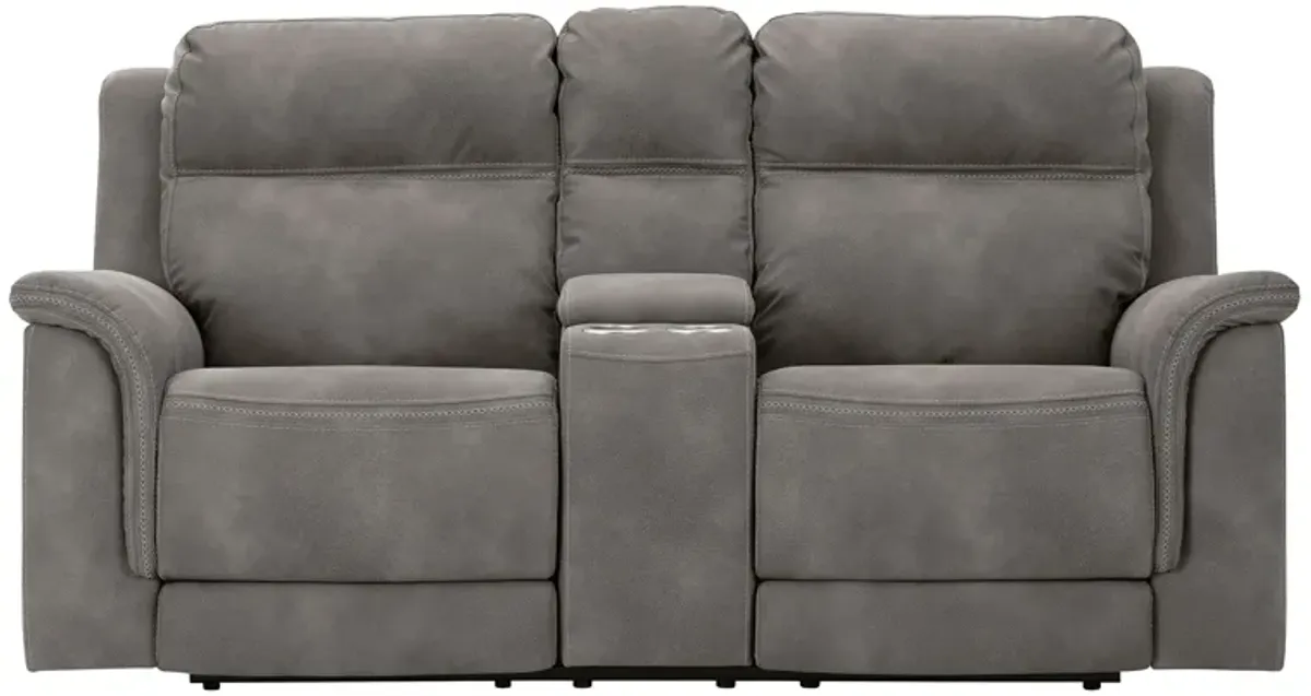 Zero Gravity Durapella Slate Power Headrest Reclining Console Loveseat