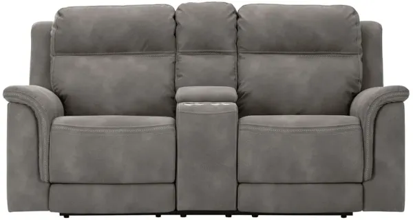 Zero Gravity Durapella Slate Power Headrest Reclining Console Loveseat