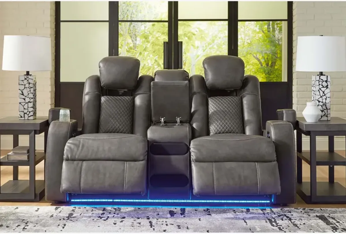 Fyne-Dyme Shadow Power Headrest Reclining Console Loveseat