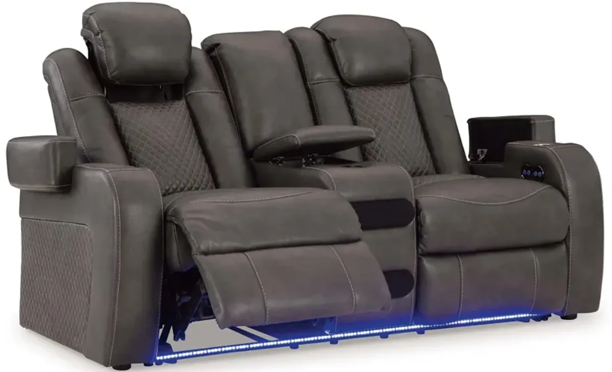 Fyne-Dyme Shadow Power Headrest Reclining Console Loveseat