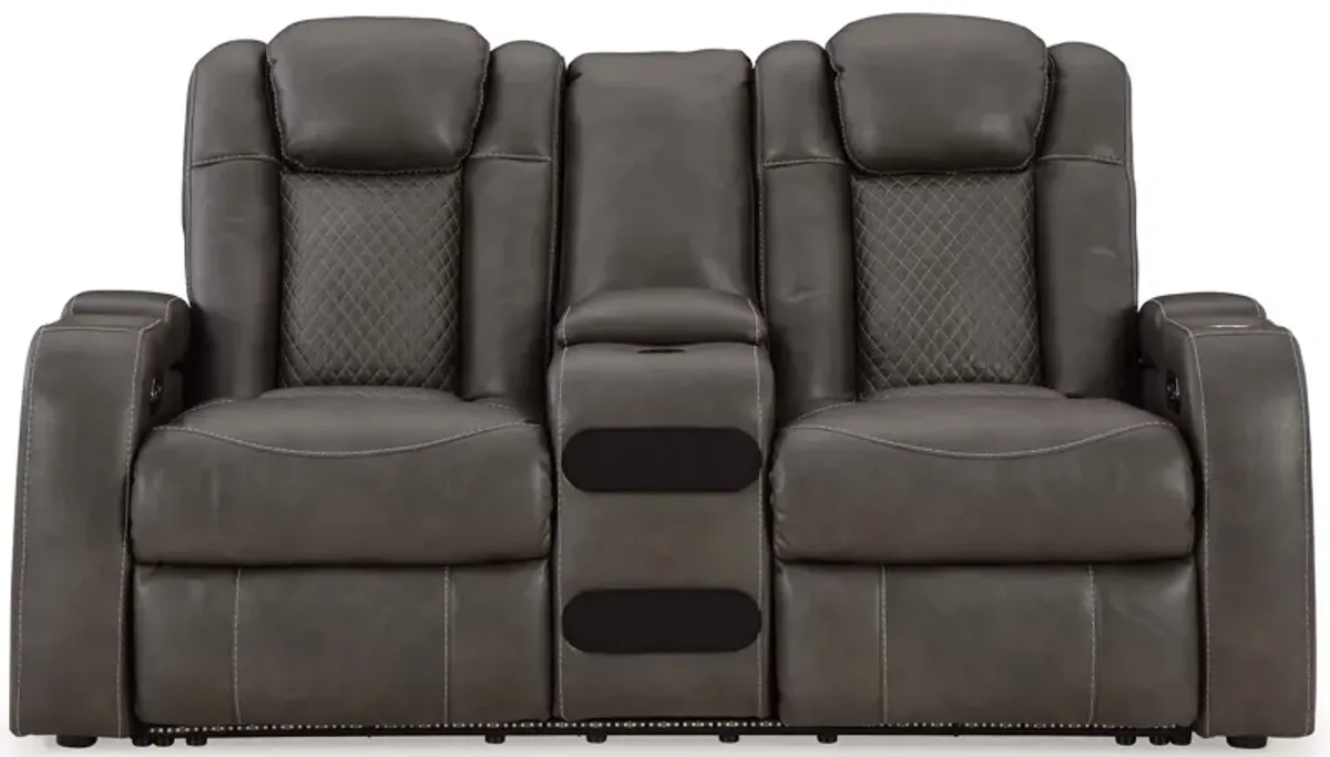 Fyne-Dyme Shadow Power Headrest Reclining Console Loveseat