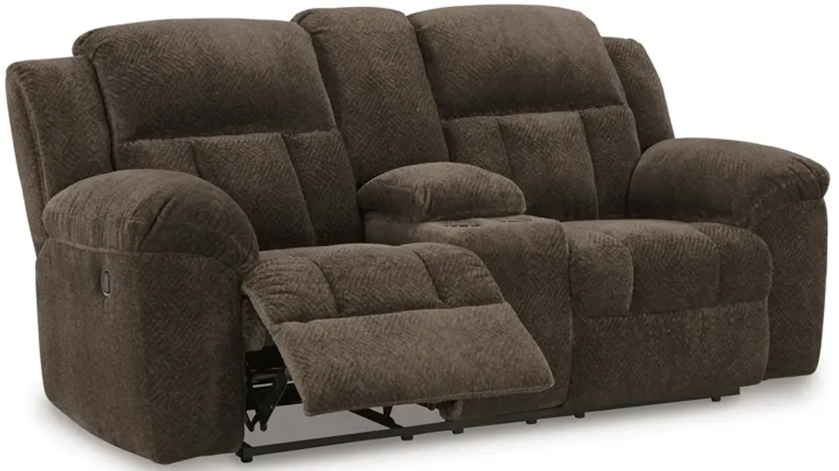 Frohn Brown Reclining Console Loveseat